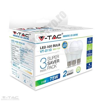 11W LED izzó E27 A60 4000K 3db/csomag - 7353